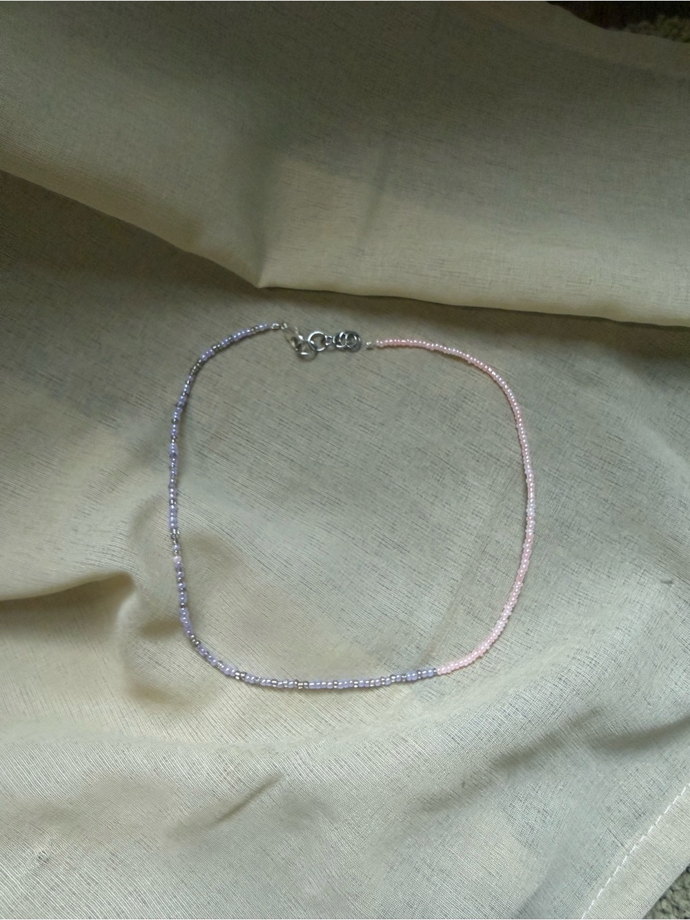 Delicate Two-Tone Pink & Lavender Beaded Necklace